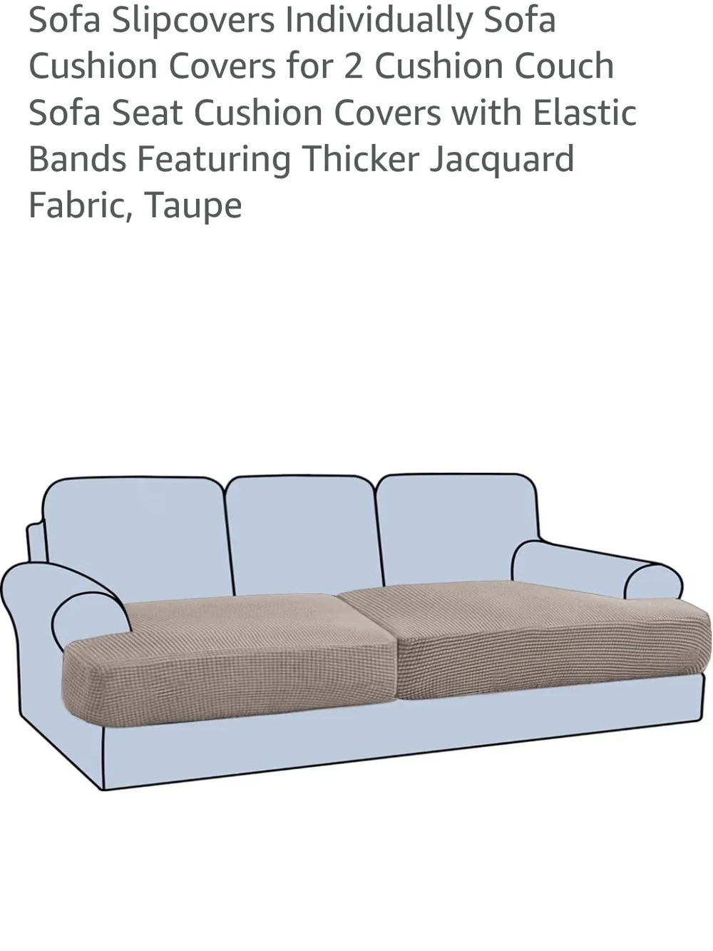 Taupe Sofa Seat Cushion Covers — Stretch Jacquard Slipcovers